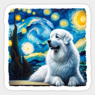 Starry Great Pyrenees Dog Portrait - Pet Portrait Sticker